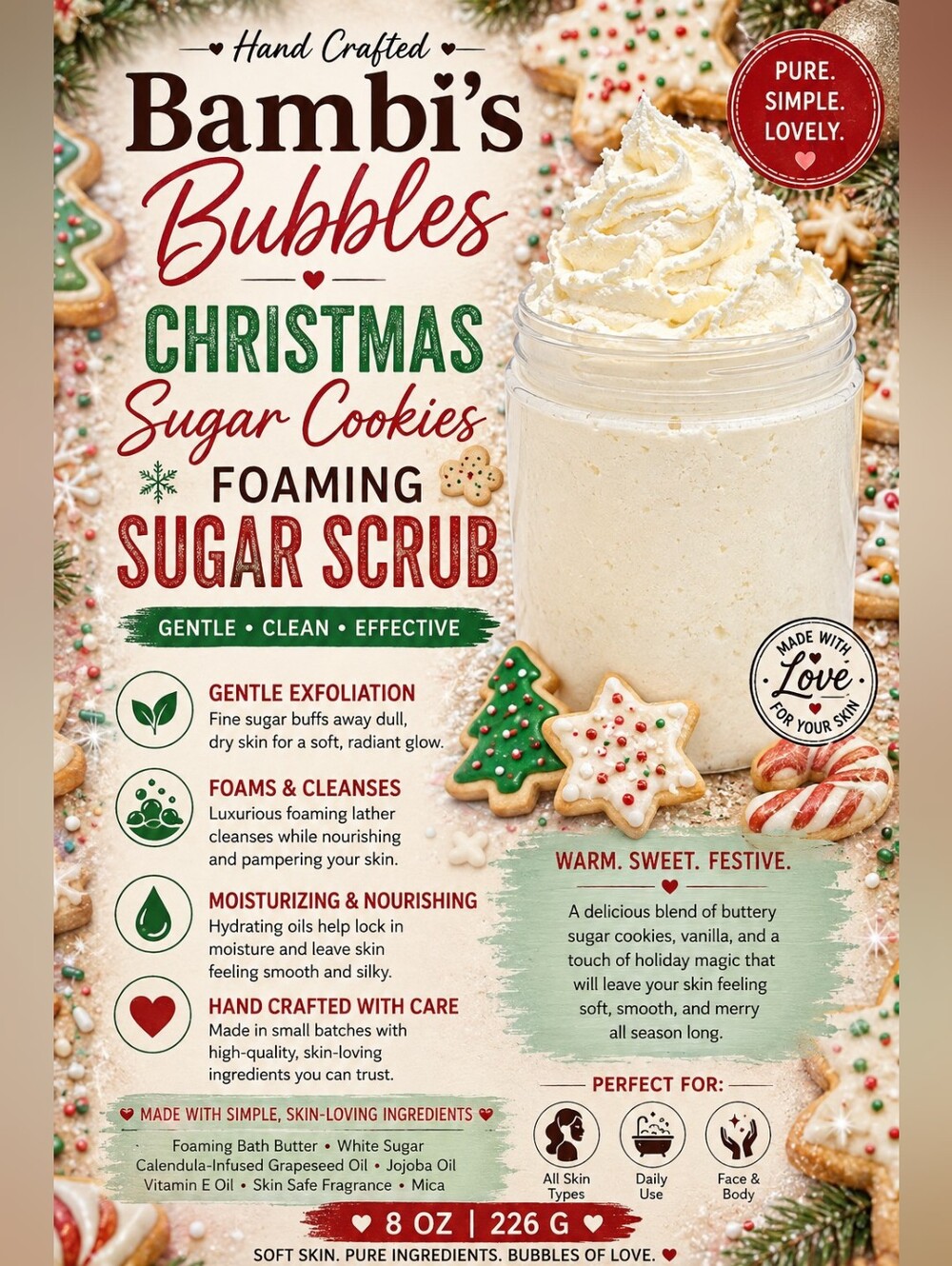 New! Bambi’s Bubbles Whipped Sugar Scrub 8oz - Picture 4 of 12